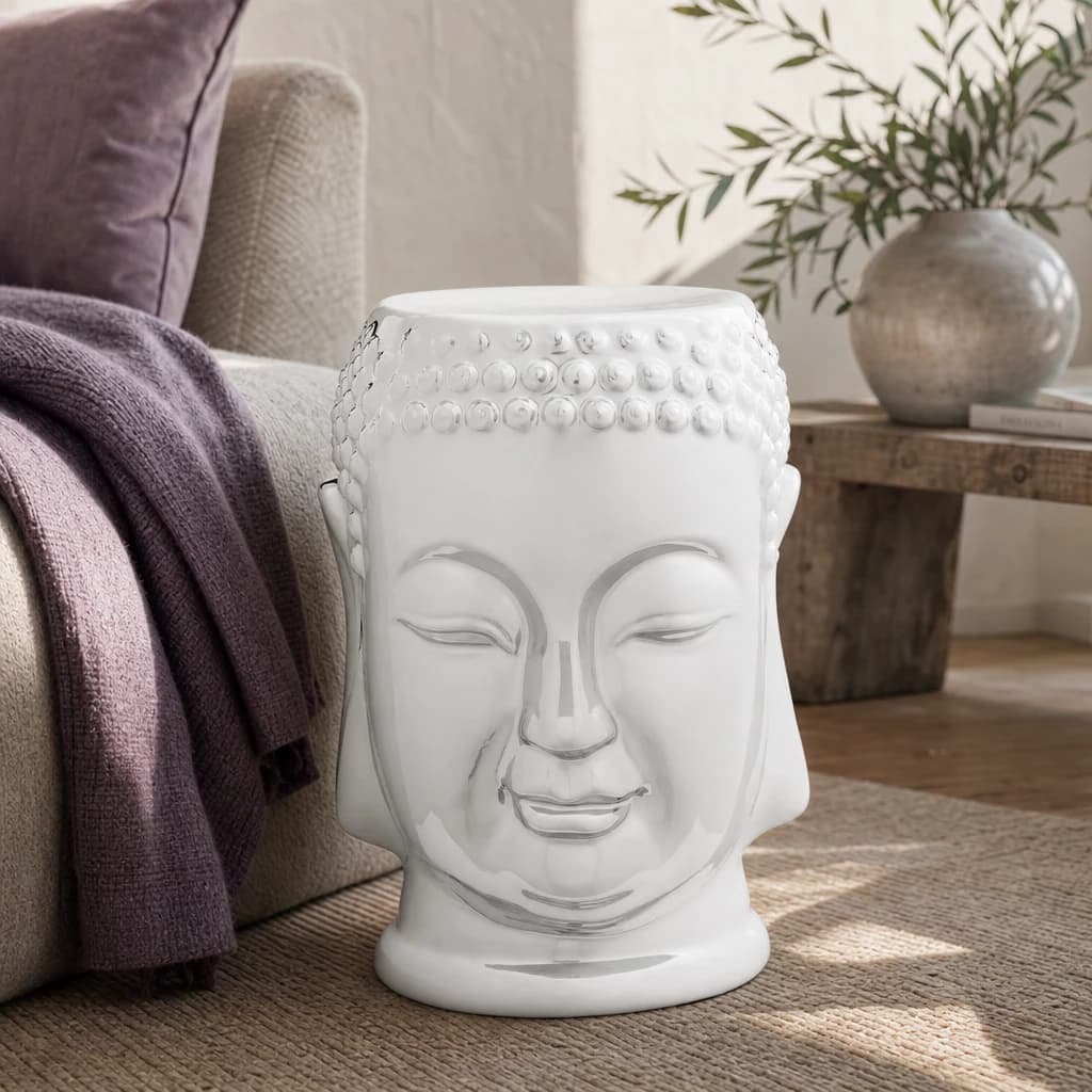 Torcello Complements Silver Buddha Ceramic Side Table - Tables, photo 1 of 5