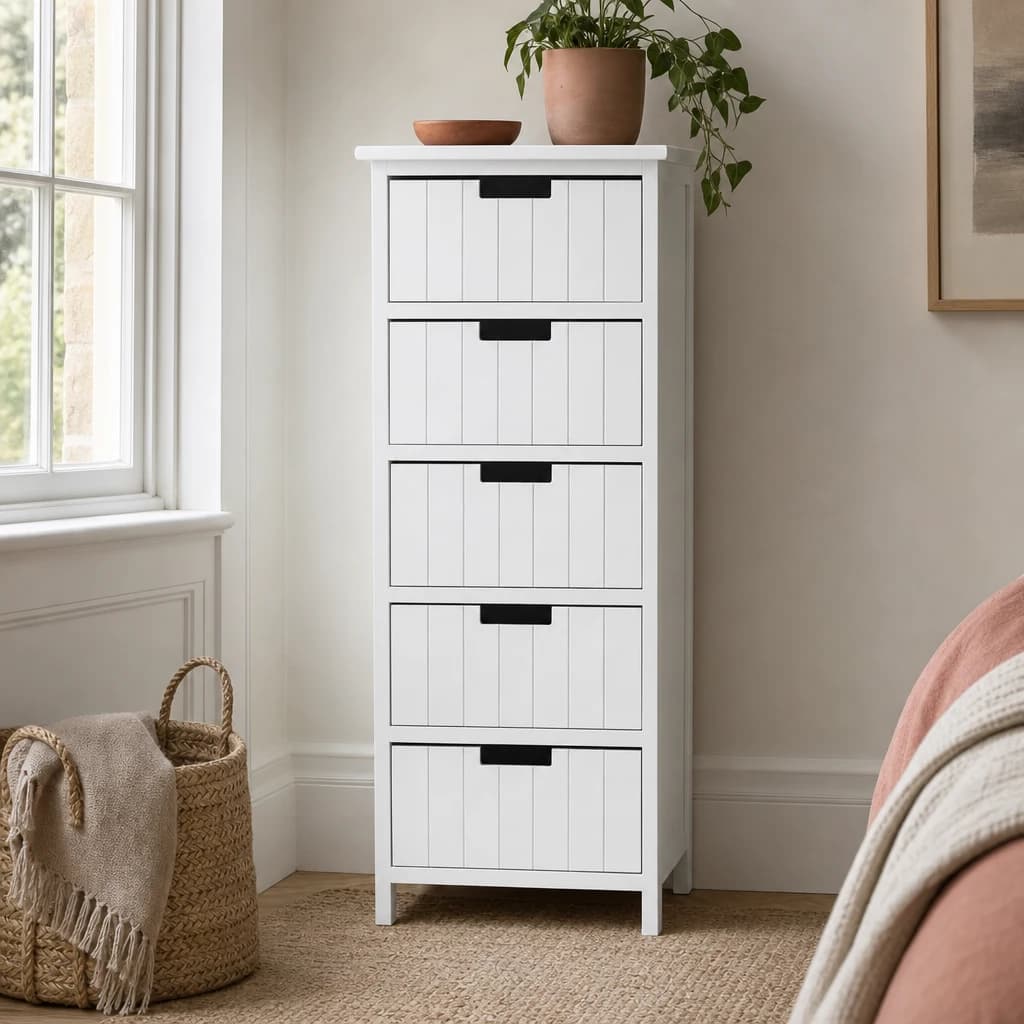 New England White Mdf 5 Drawers Chest - Bookcases & shelving, photo 1 of 7