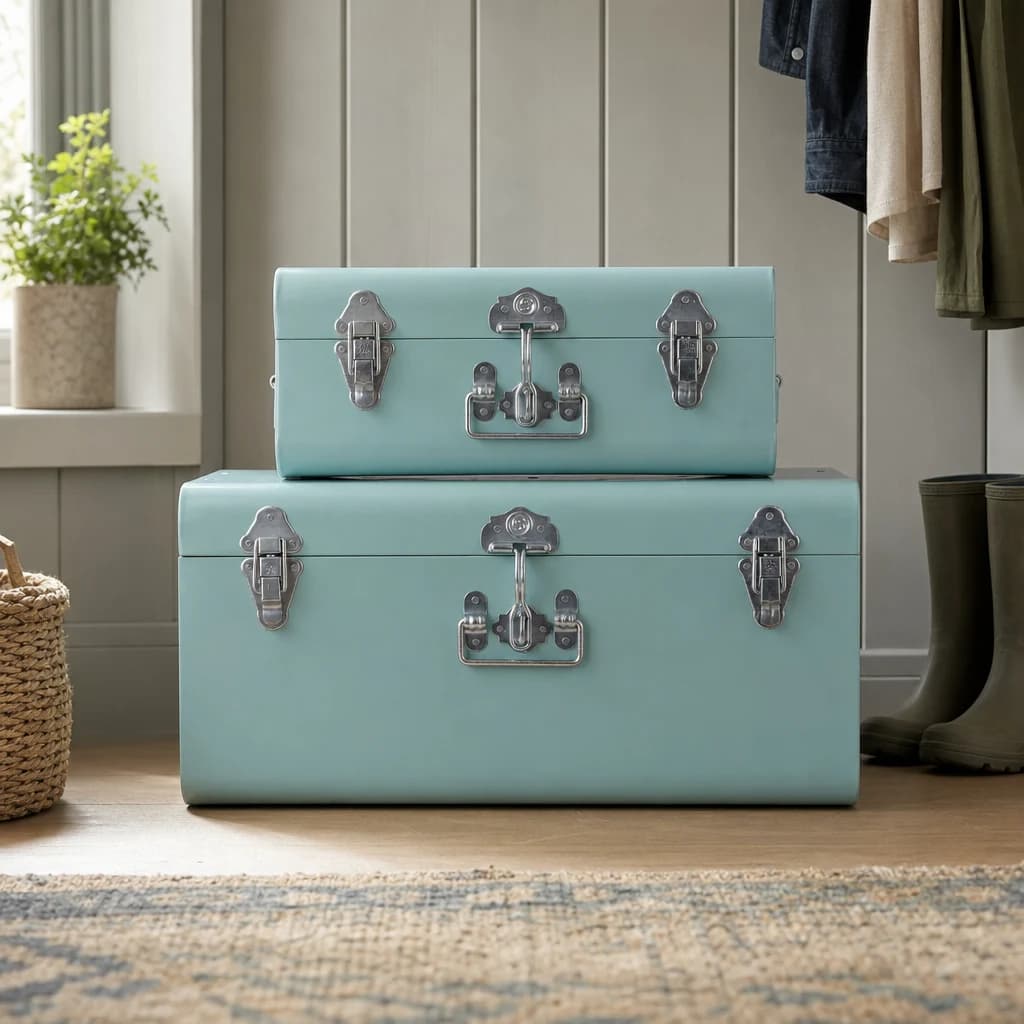 Parley Set of Two Green Storage Trunks - Bookcases & shelving, photo 1 of 3