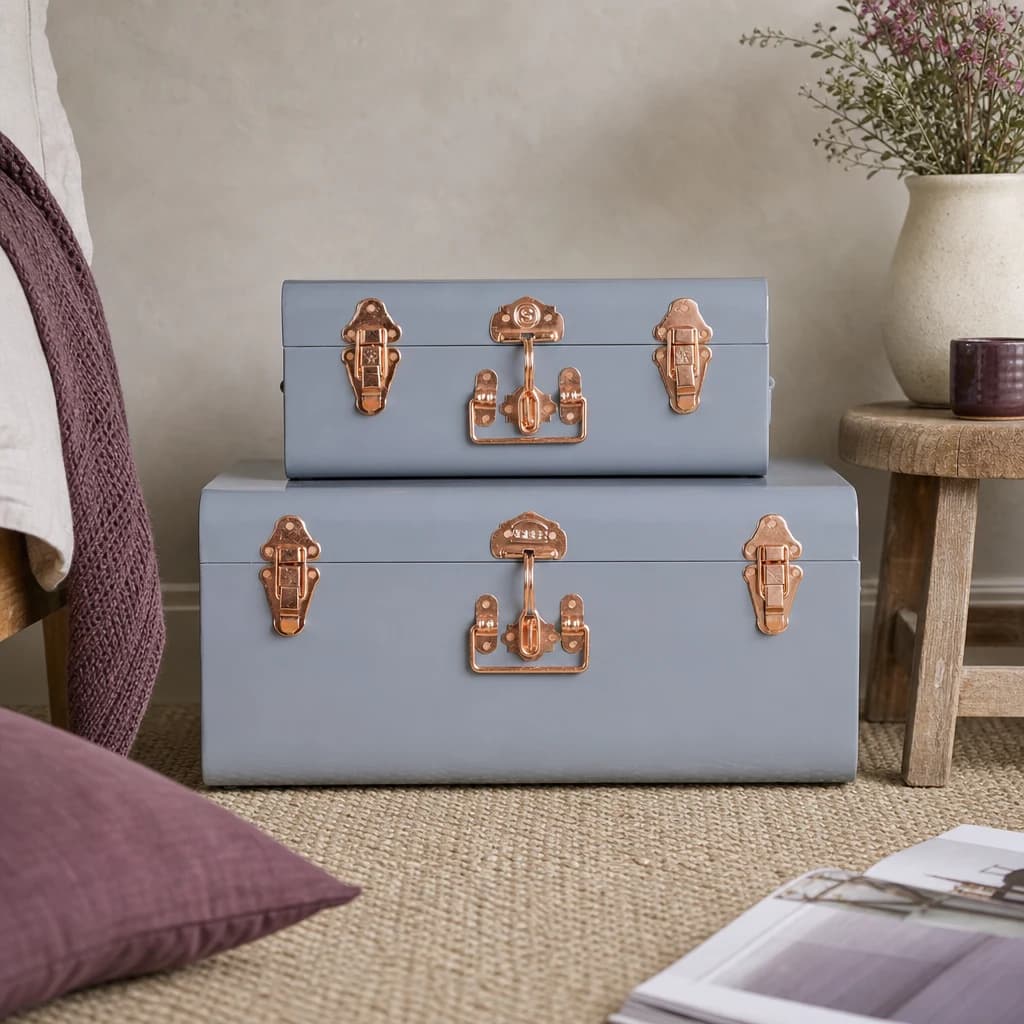 Parley Set of Two Grey Storage Trunks - Bookcases & shelving, photo 1 of 3