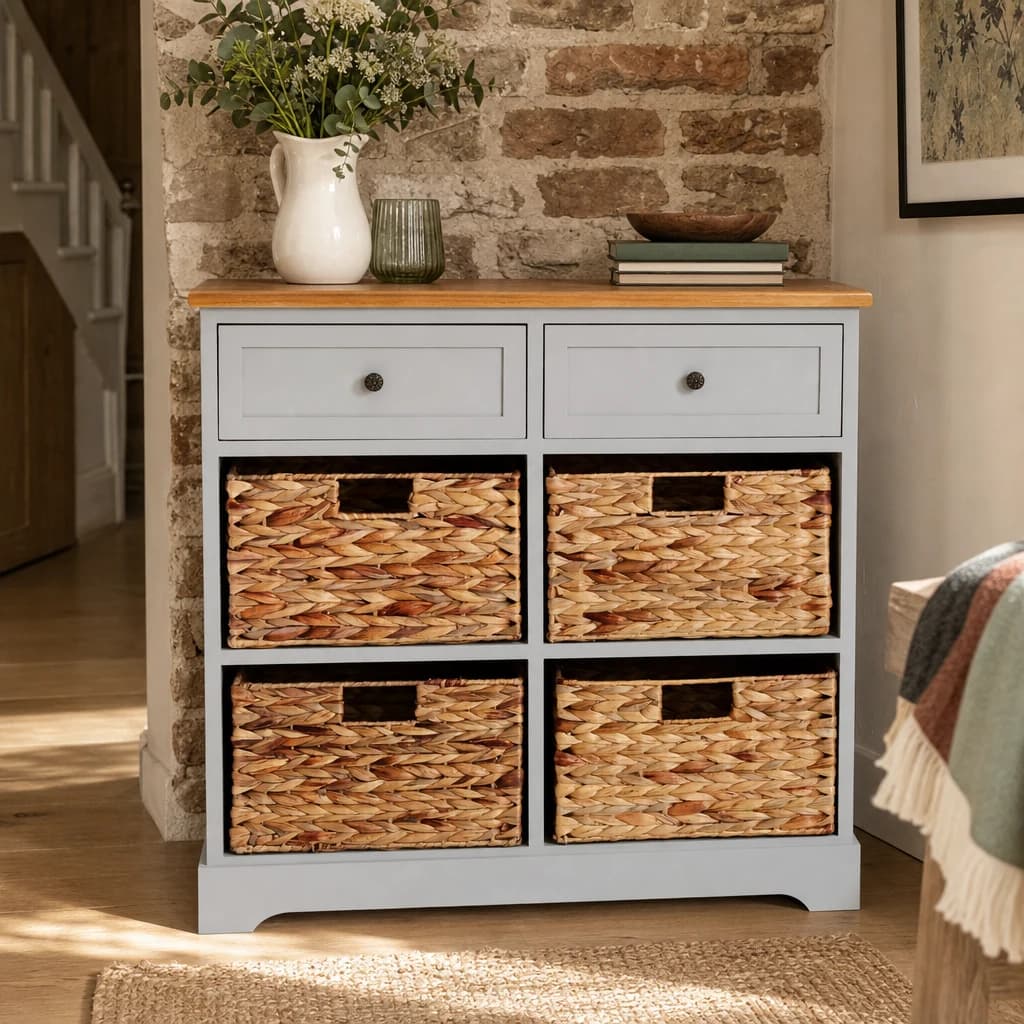 Vermont Two Drawers Four Baskets Cabinet. - Bookcases & shelving, photo 1 of 8