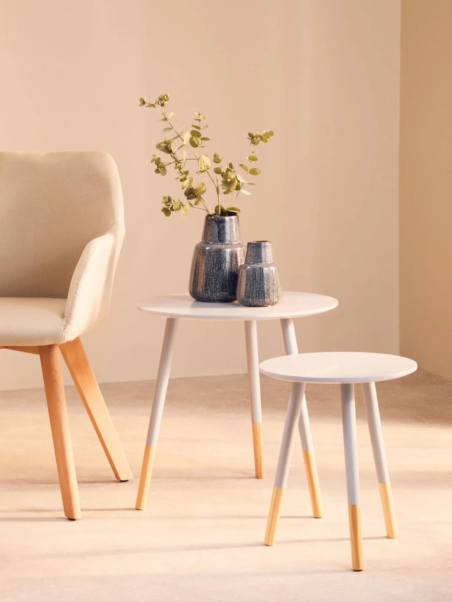 Viborg Set Of Two Grey Round Side Tables - Tables, photo 3 of 3
