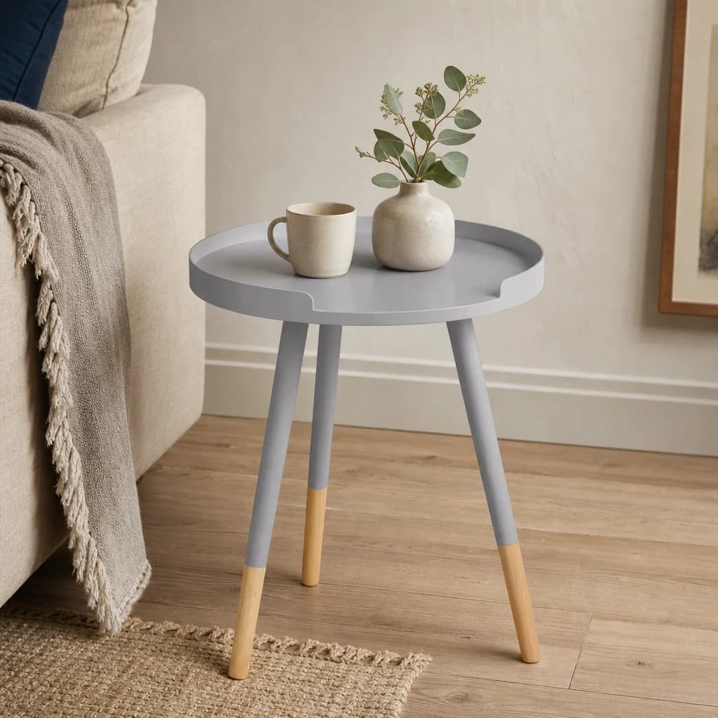 Viborg Grey Small Round Side Table - Tables, photo 1 of 3