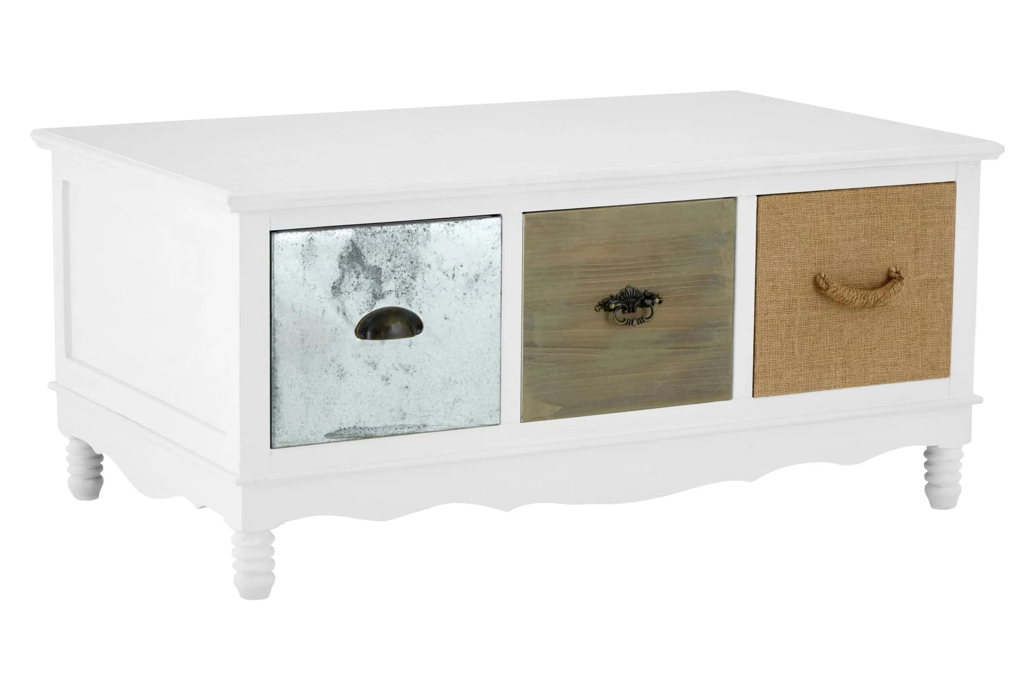 Weymouth White Finish Coffee Table with Multicolour Drawers - Tables, photo 4 of 7
