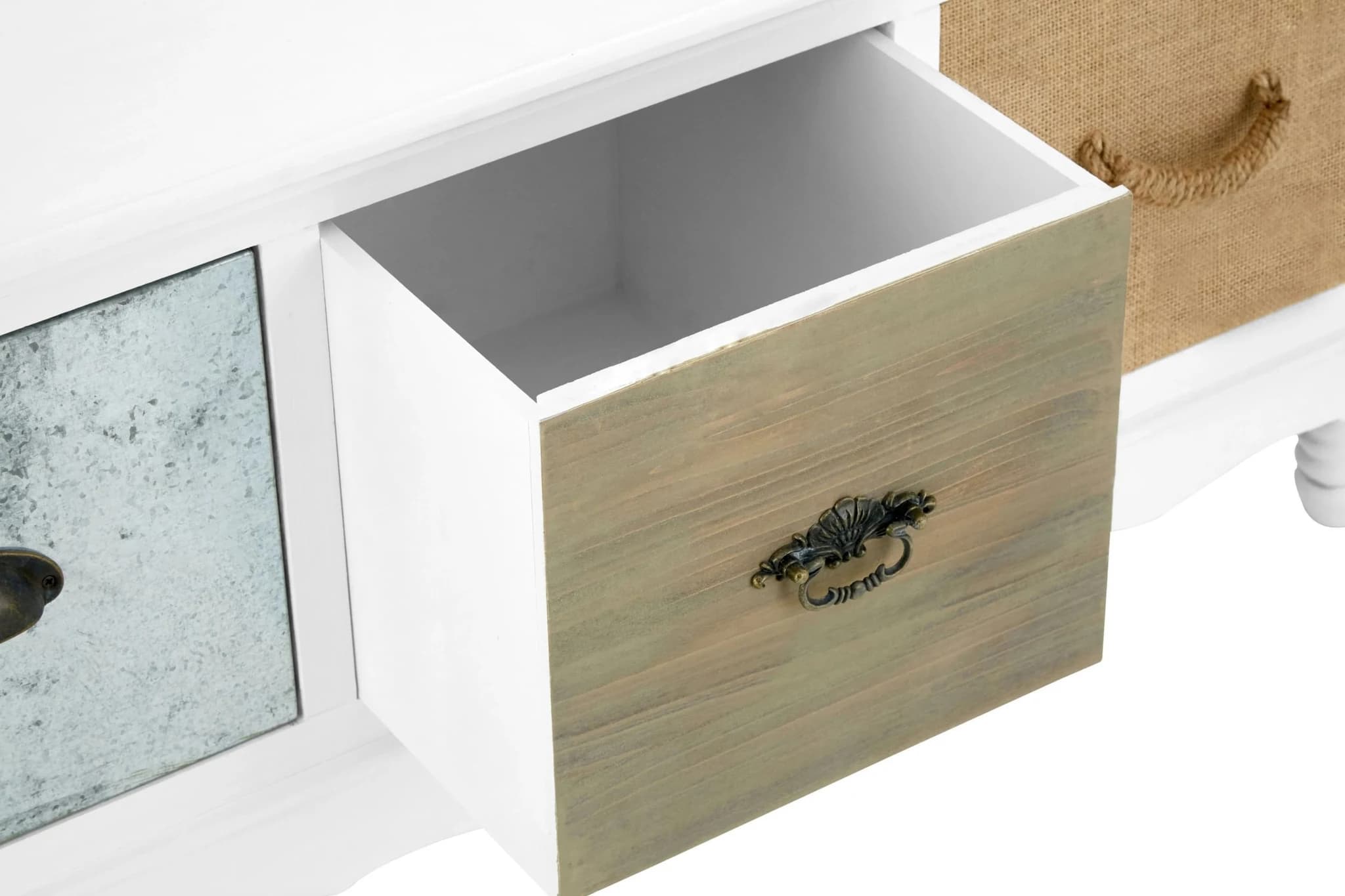 Weymouth White Finish Coffee Table with Multicolour Drawers - Tables, photo 5 of 7