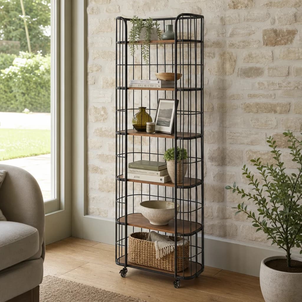 New Foundry Wood and Metal 6 Tier Shelf Unit - Bookcases & shelving, photo 1 of 4