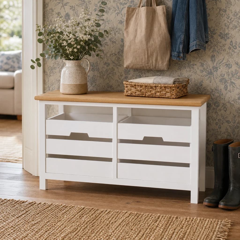 Newport White 2 Drawer Bench - Bookcases & shelving, photo 1 of 6