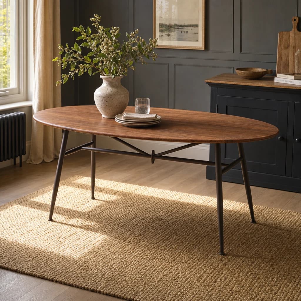 New Foundry Walnut Wood Oval Dining Table - Tables, photo 1 of 4