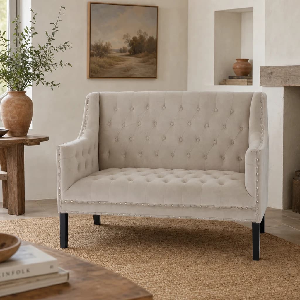 Regent Park Camel Velvet 2 Seat Sofa - Seating, photo 1 of 4
