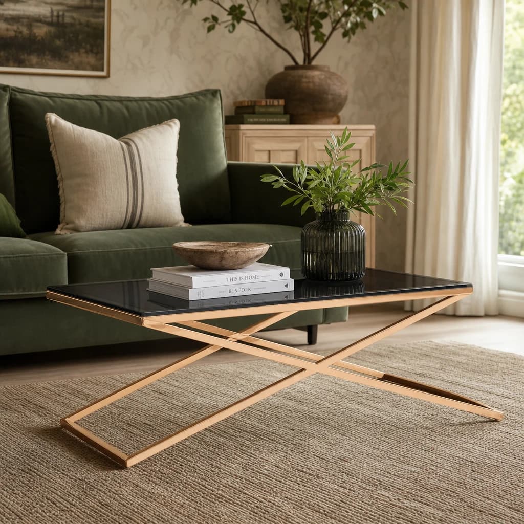 Montril Glass Top Criss Cross Coffee Table - Tables, photo 1 of 3