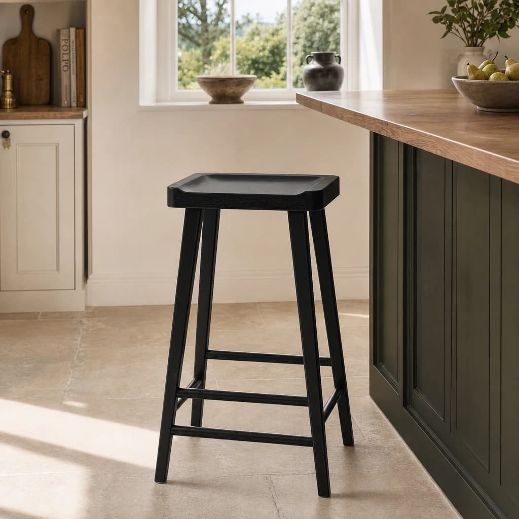 Lyon Black Oak Wood Bar Stool - Seating, photo 1 of 2