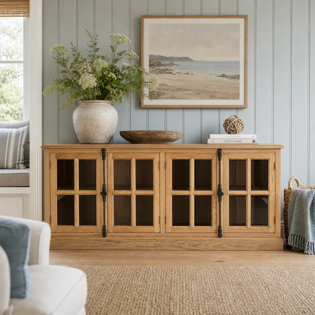 Lyon Oak Wood Sideboard with Washed Grey Finish - Bookcases & shelving, photo 1 of 5