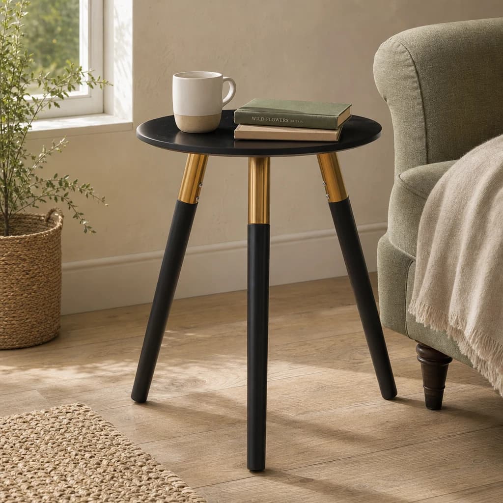 Nostra Black Finish Round Side Table - Tables, photo 1 of 6