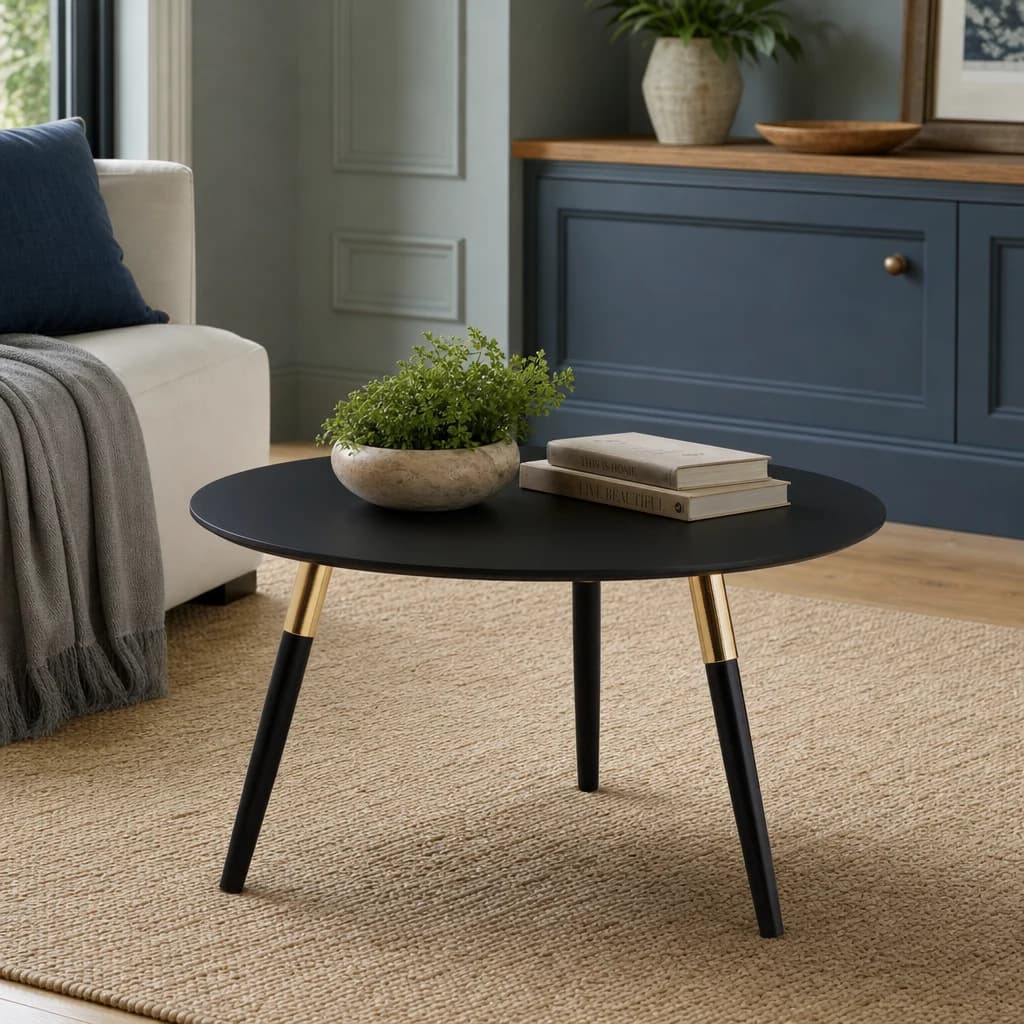 Nostra Black Finish Round Coffee Table - Tables, photo 1 of 2
