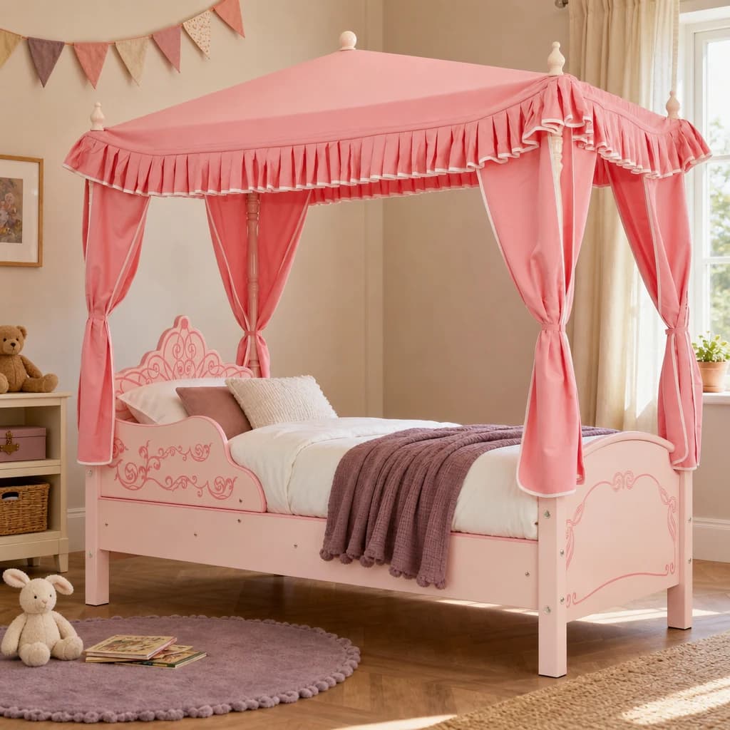 Nico Kids Pink Princess Palace Canopy Bed - Decorative, photo 1 of 7