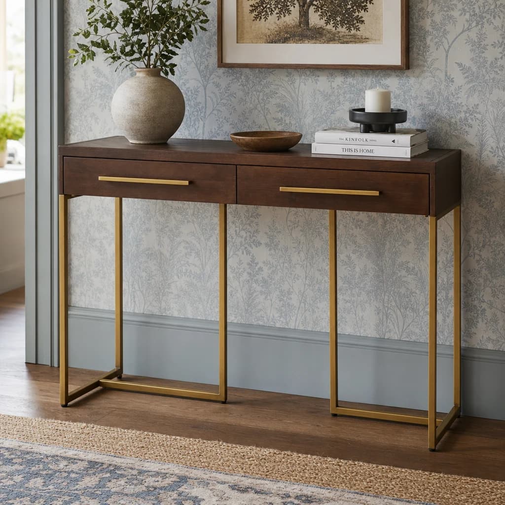 Brando Acacia Wood Effect Console Table with Drawers - Tables, photo 1 of 5