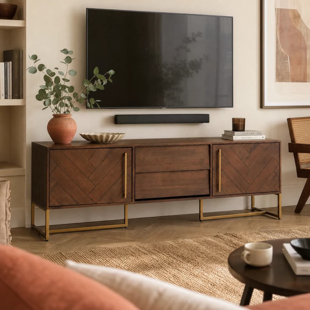 Brando Acacia Wood Effect Media Unit - Bookcases & shelving, photo 1 of 3