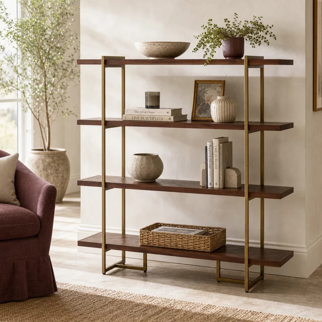 Brando Acacia Wood Effect Four Tier Shelving Unit - Bookcases & shelving, photo 1 of 8