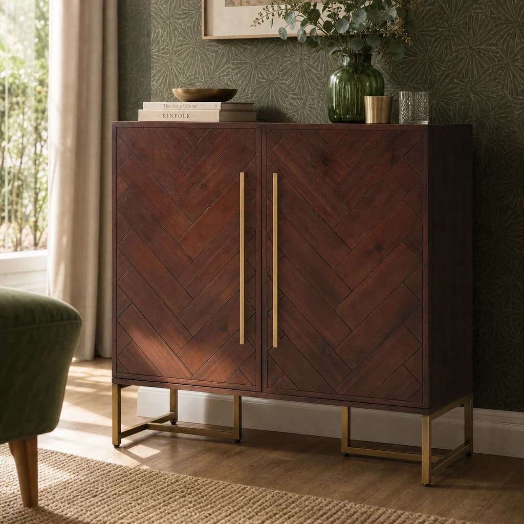 Brando Acacia Wood Effect Drinks Cabinet - Furniture, photo 1 of 5