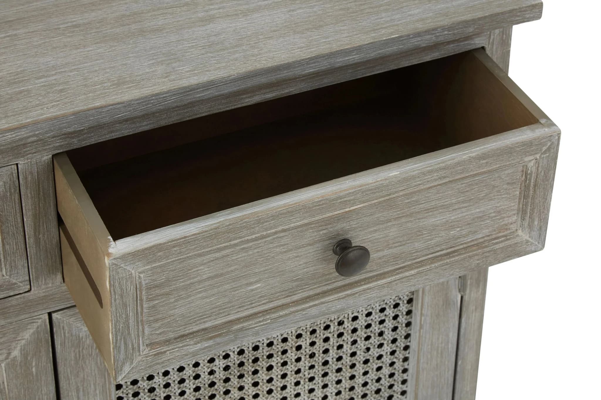 Heritage Grey Wash Rattan and Wooden Two Door Sideboard - Bookcases & shelving, photo 6 of 7