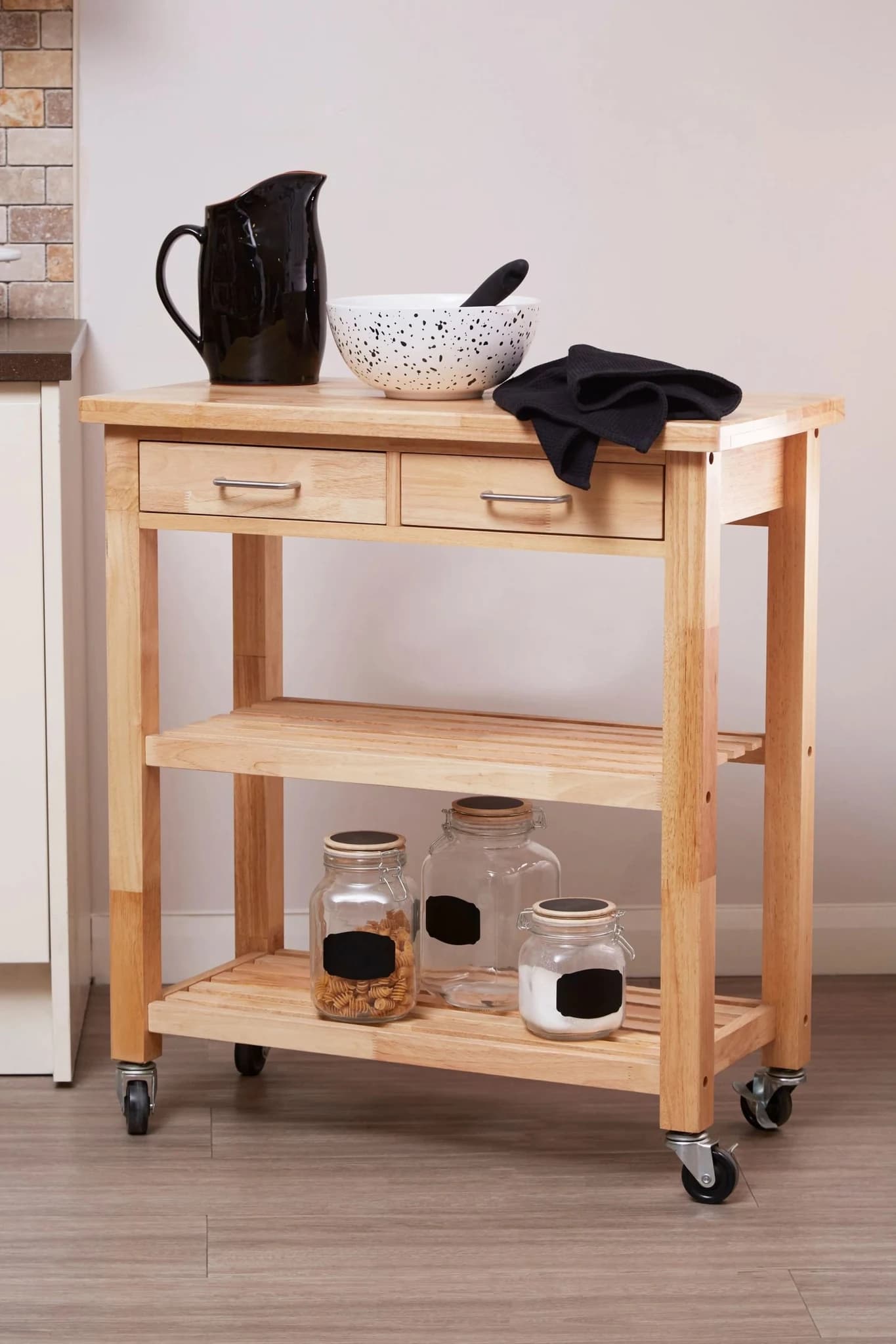 Harlow Glenn Tropical Hevea Wood Kitchen Trolley - Furniture, photo 2 of 8