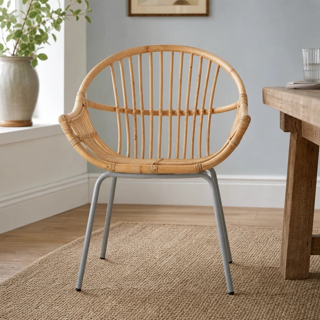 Lagom Natural Rattan Grey Metal Chair - Seating, photo 1 of 7
