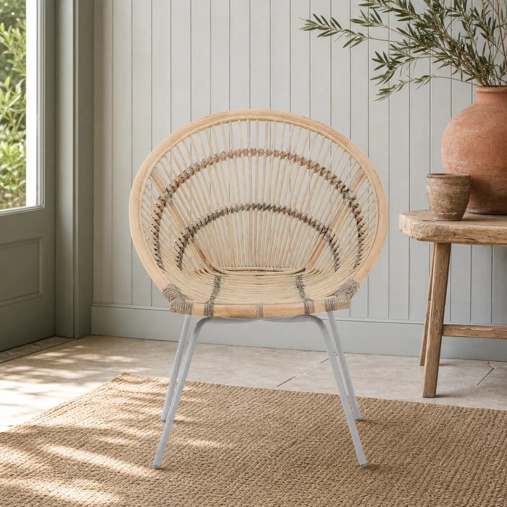 Lagom White Washed Natural Rattan Chair - Seating, photo 1 of 7