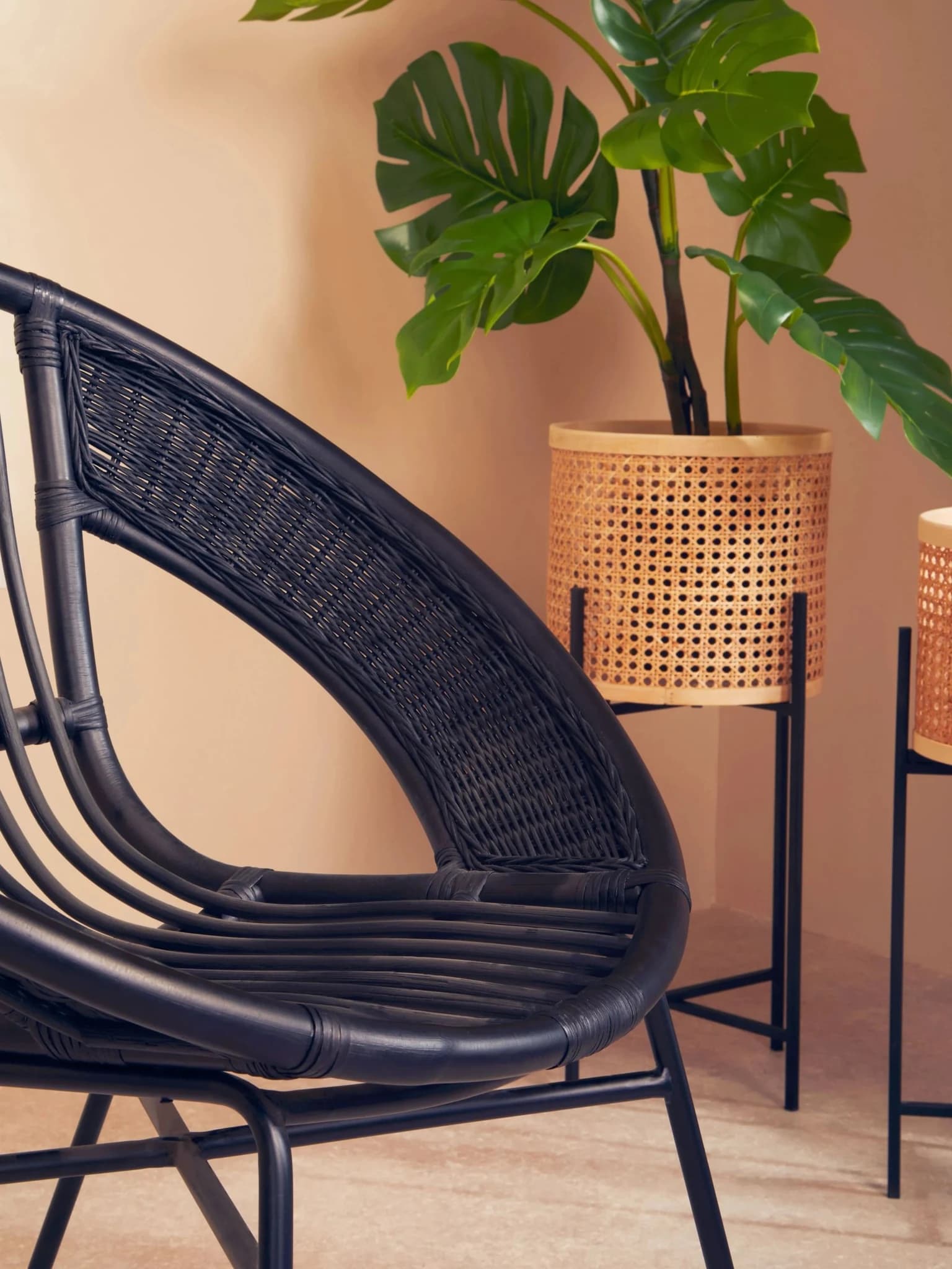 Lagom Black Natural Rattan And Iron Black Chair - Seating, photo 2 of 8