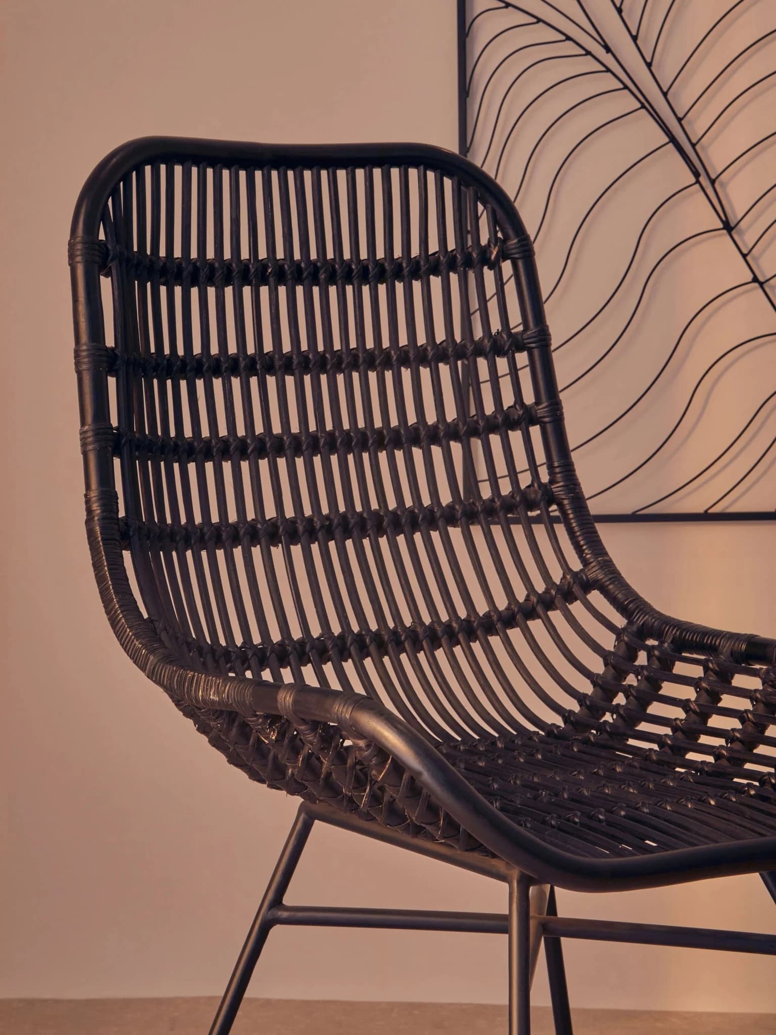 Lagom Curved Black Natural Rattan Chair - Seating, photo 2 of 8