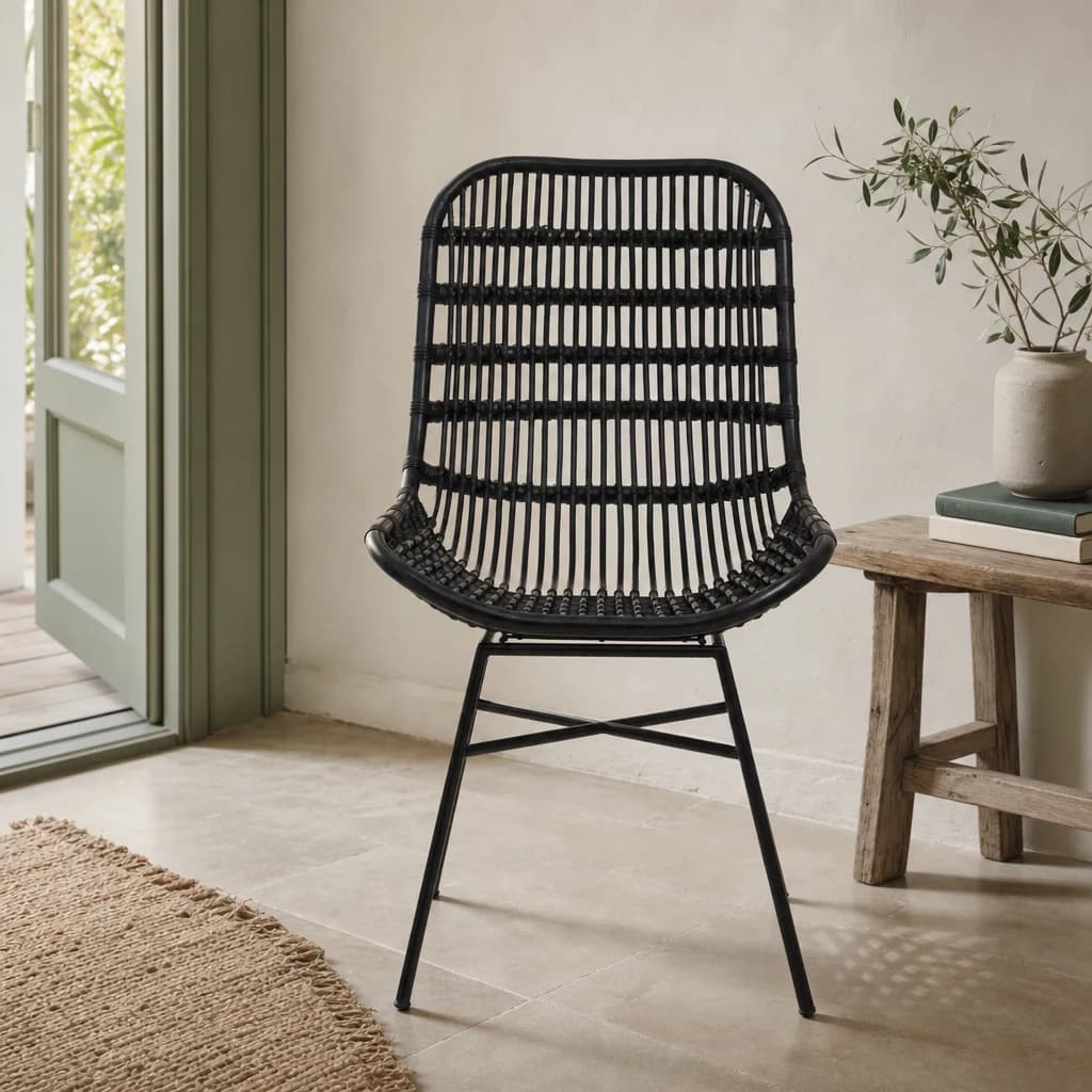 Lagom Curved Black Natural Rattan Chair - Seating, photo 1 of 8