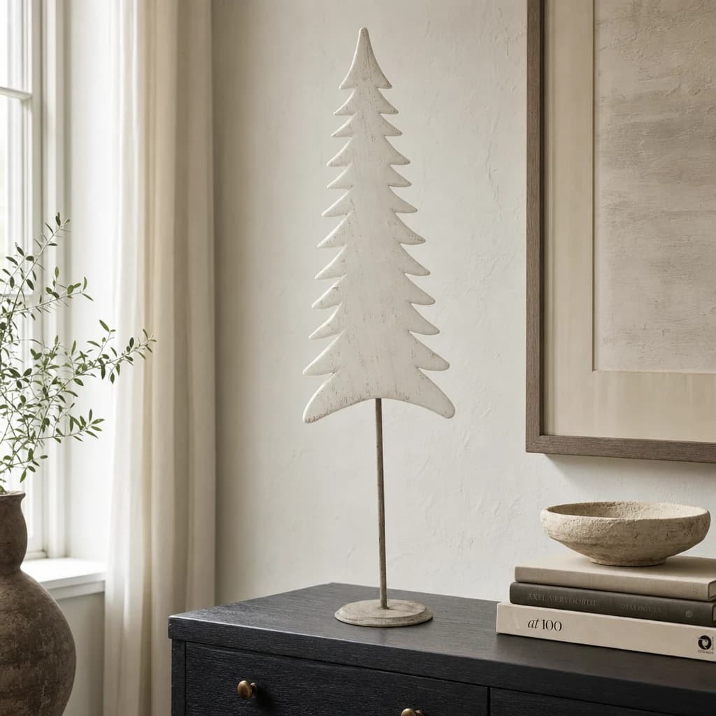 Large Whitewashed Tall Tree On Stand - Vases, photo 1 of 6