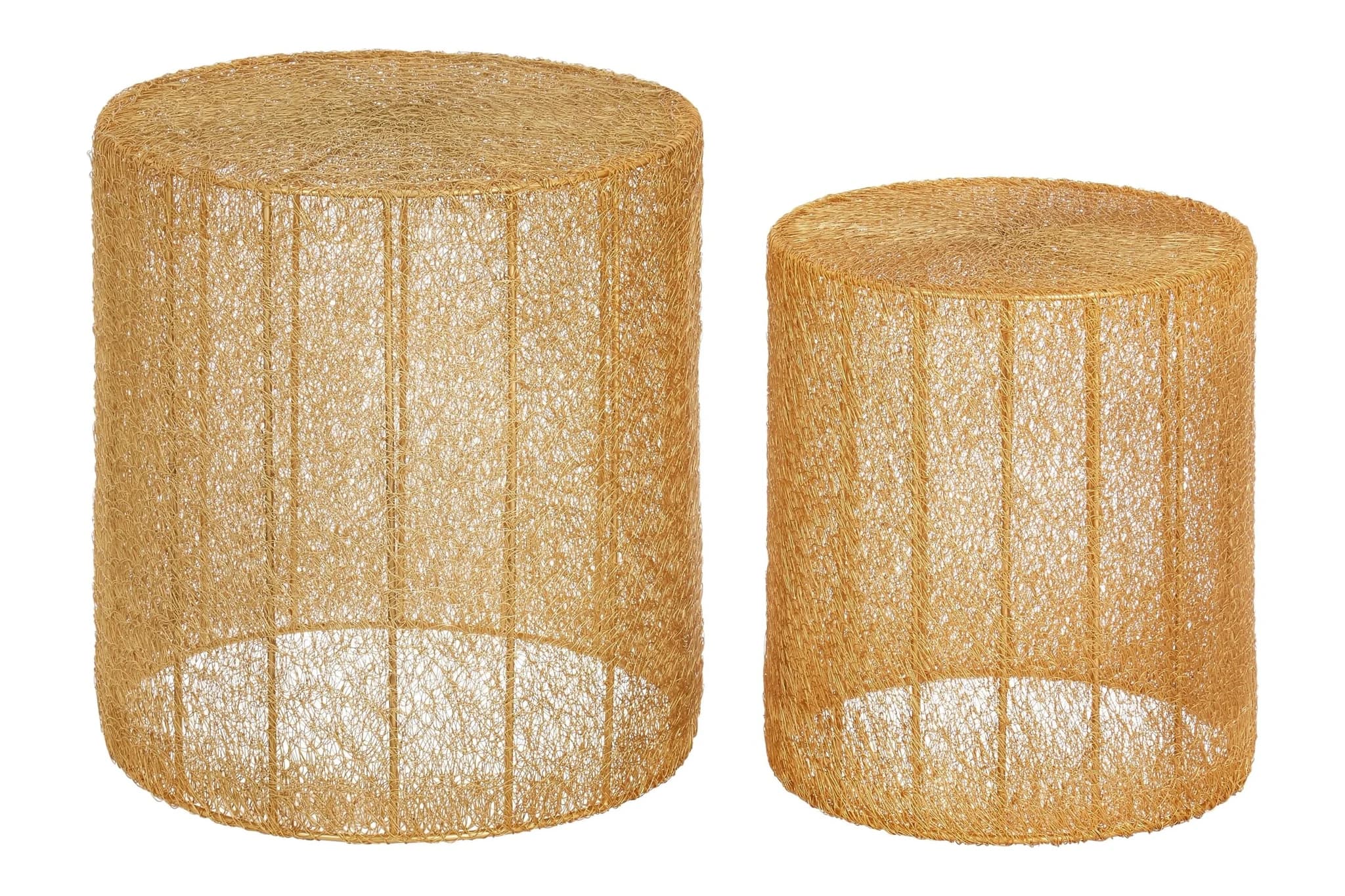 Templar Gold Finish Mesh Set of 2 Round Side Tables - Tables, photo 2 of 5
