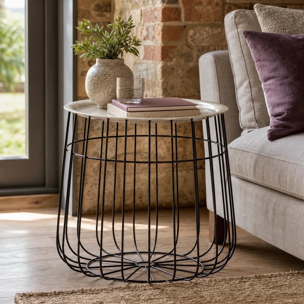 Templar Silver And Black Wire Detail Side Table - Tables, photo 1 of 4