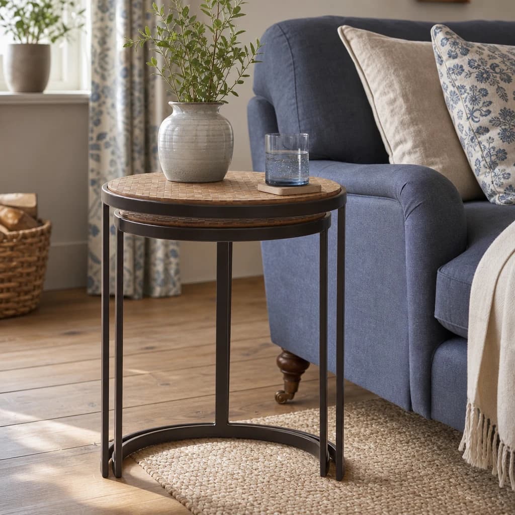 Halle Set of Two Chevron Design Nesting Tables - Tables, photo 1 of 7