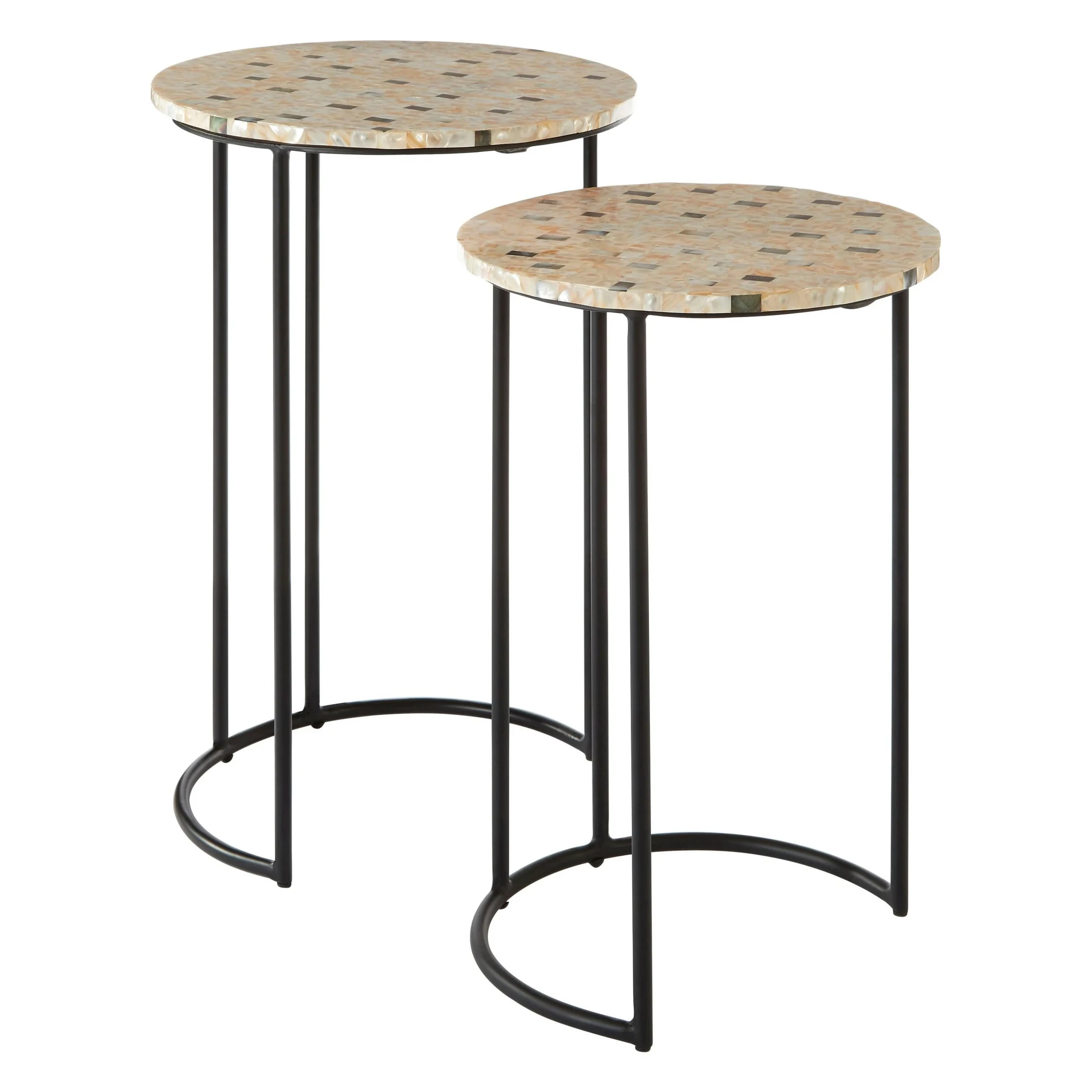 Halle Set of Two Mother Of Pearl Nesting Side Tables - Tables, photo 3 of 5