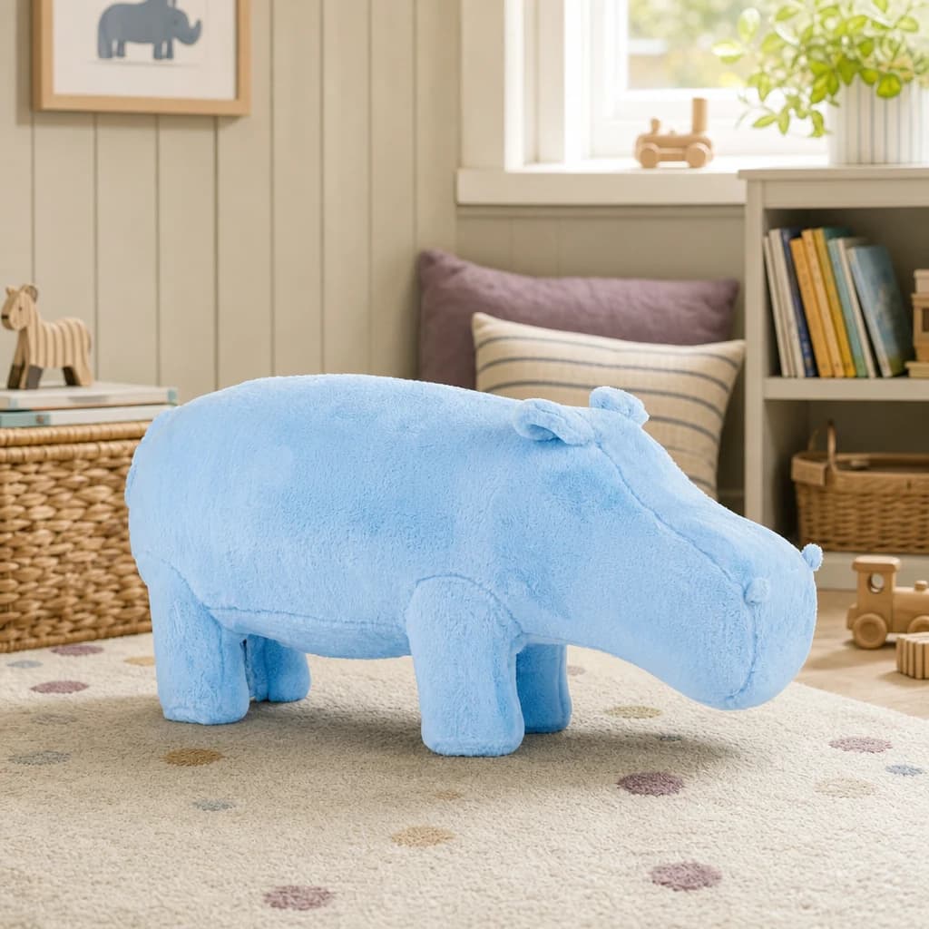 Jungle Safari Kids Blue Hippo Animal Stool - Seating, photo 1 of 8