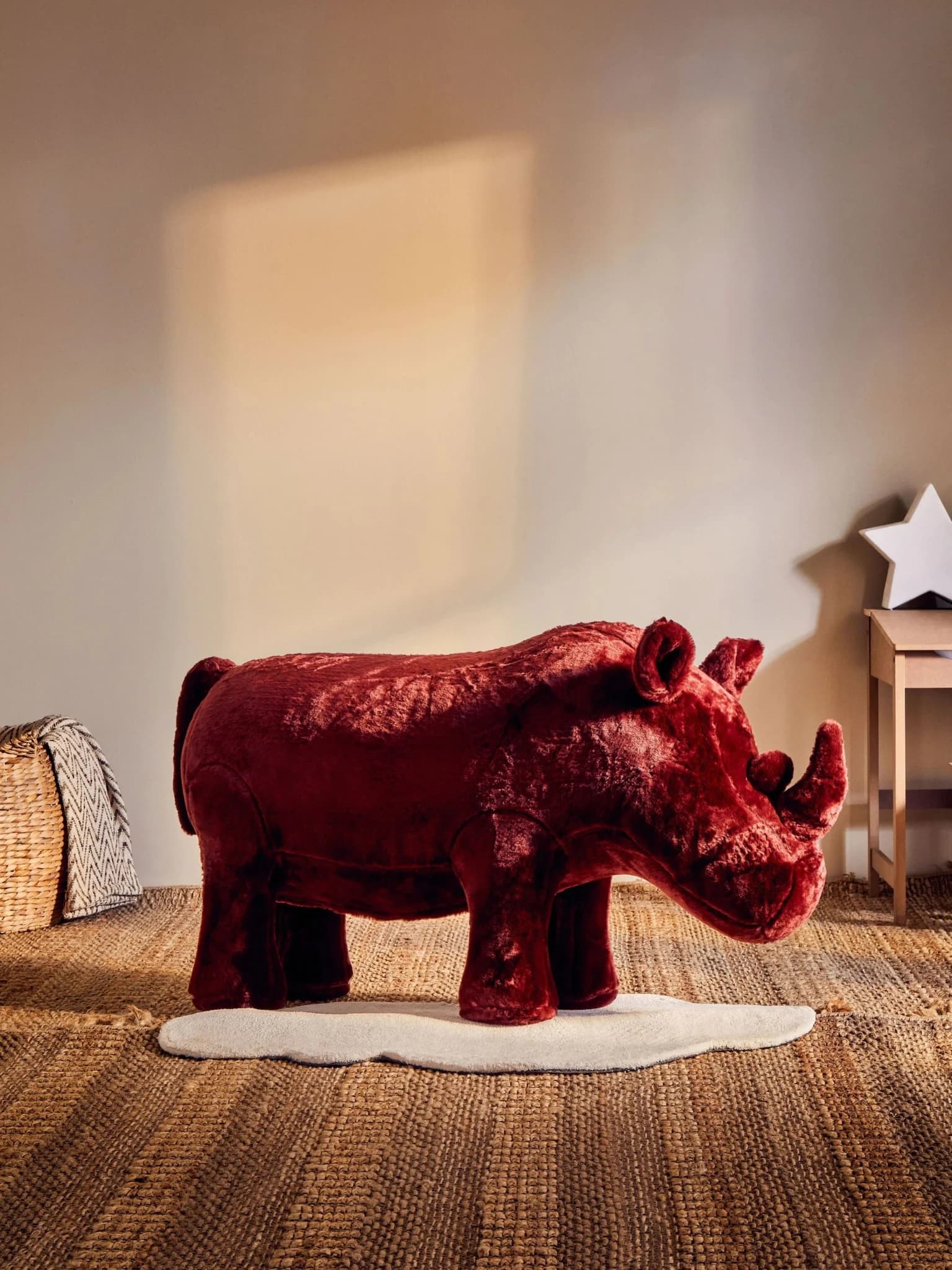 Jungle Safari Kids Maroon Rhino Animal Stool - Seating, photo 7 of 8