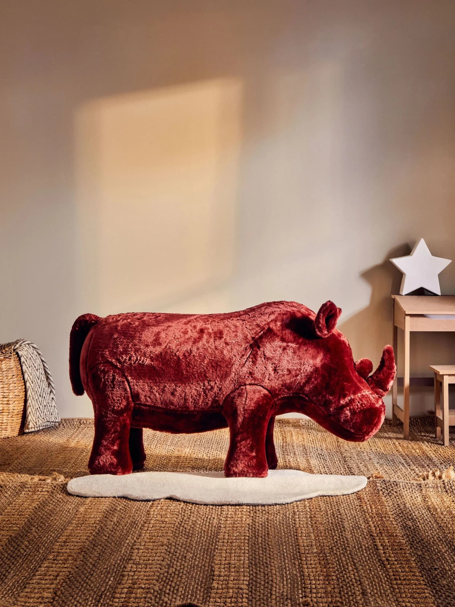 Jungle Safari Kids Maroon Rhino Animal Stool - Seating, photo 6 of 8