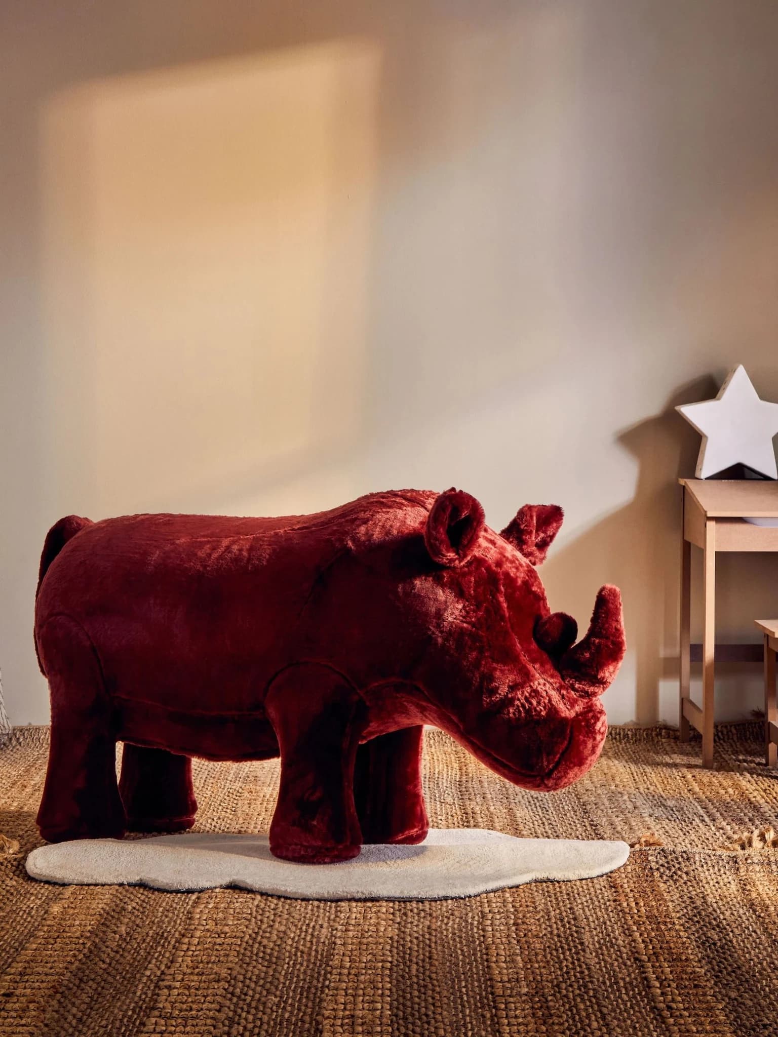 Jungle Safari Kids Maroon Rhino Animal Stool - Seating, photo 5 of 8