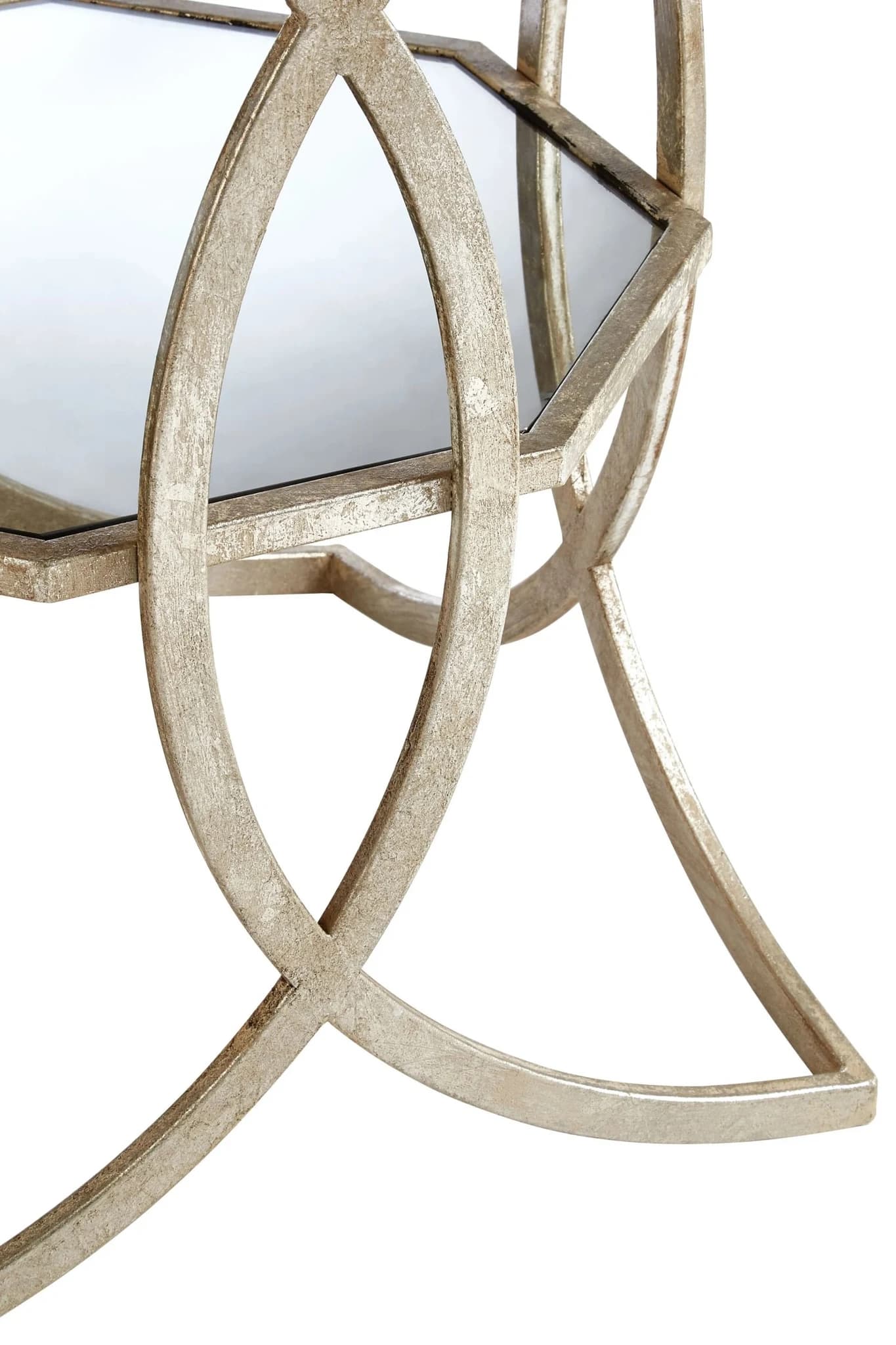 Zariah Antique Silver Finish and Mirror Top Side Table - Tables, photo 3 of 4