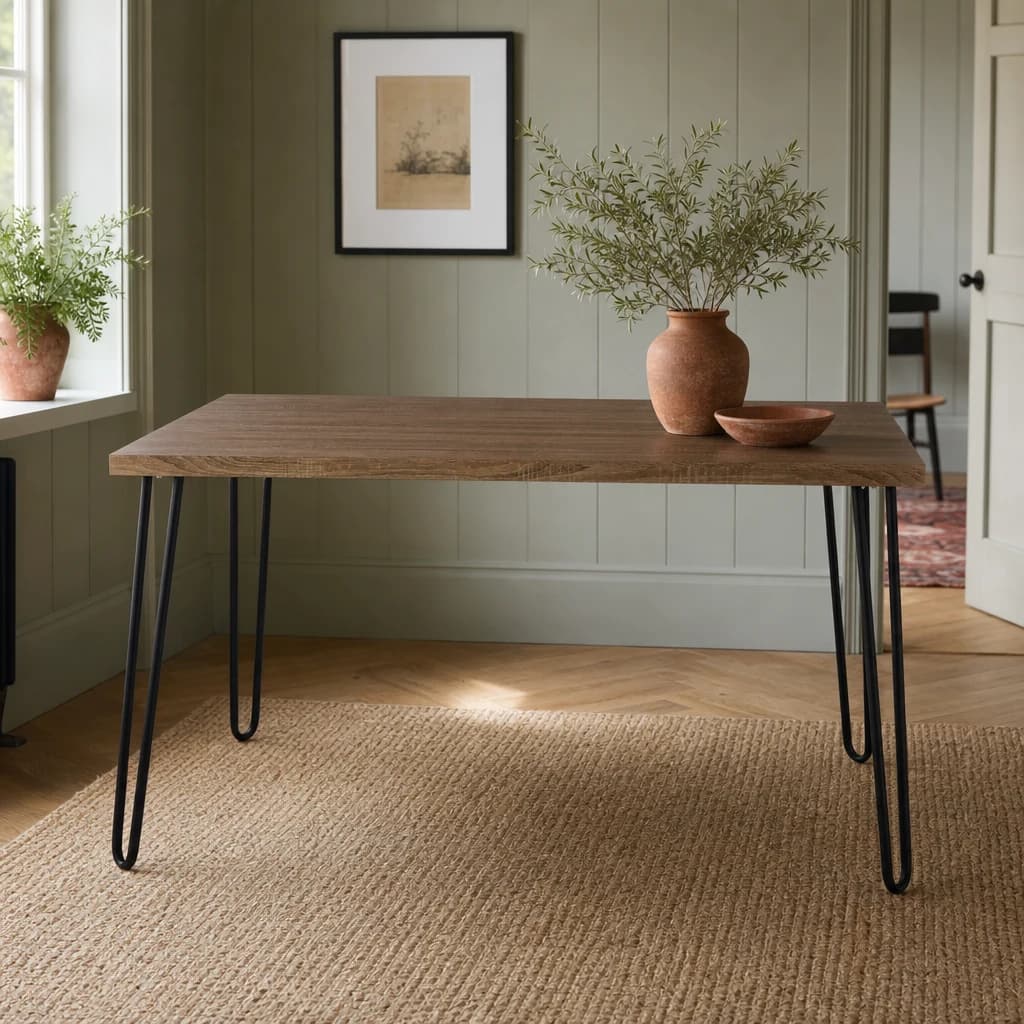 Borough Veneer Top And Metal Legs Dining Table - Tables, photo 1 of 6