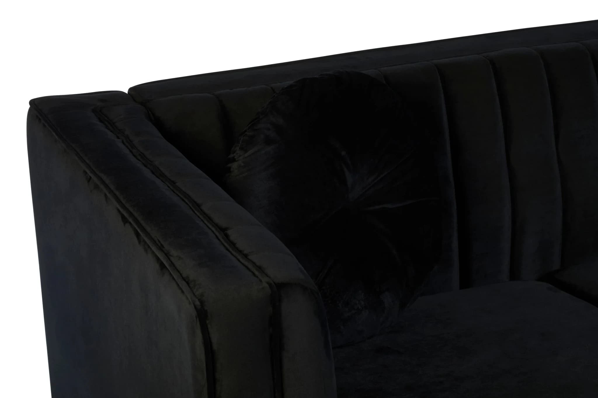 Farah Two Seat Black Velvet Sofa - Seating, photo 7 of 7