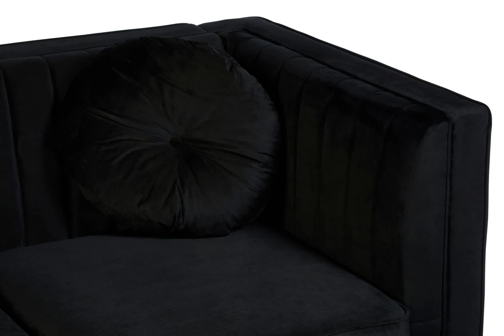 Farah Two Seat Black Velvet Sofa - Seating, photo 6 of 7