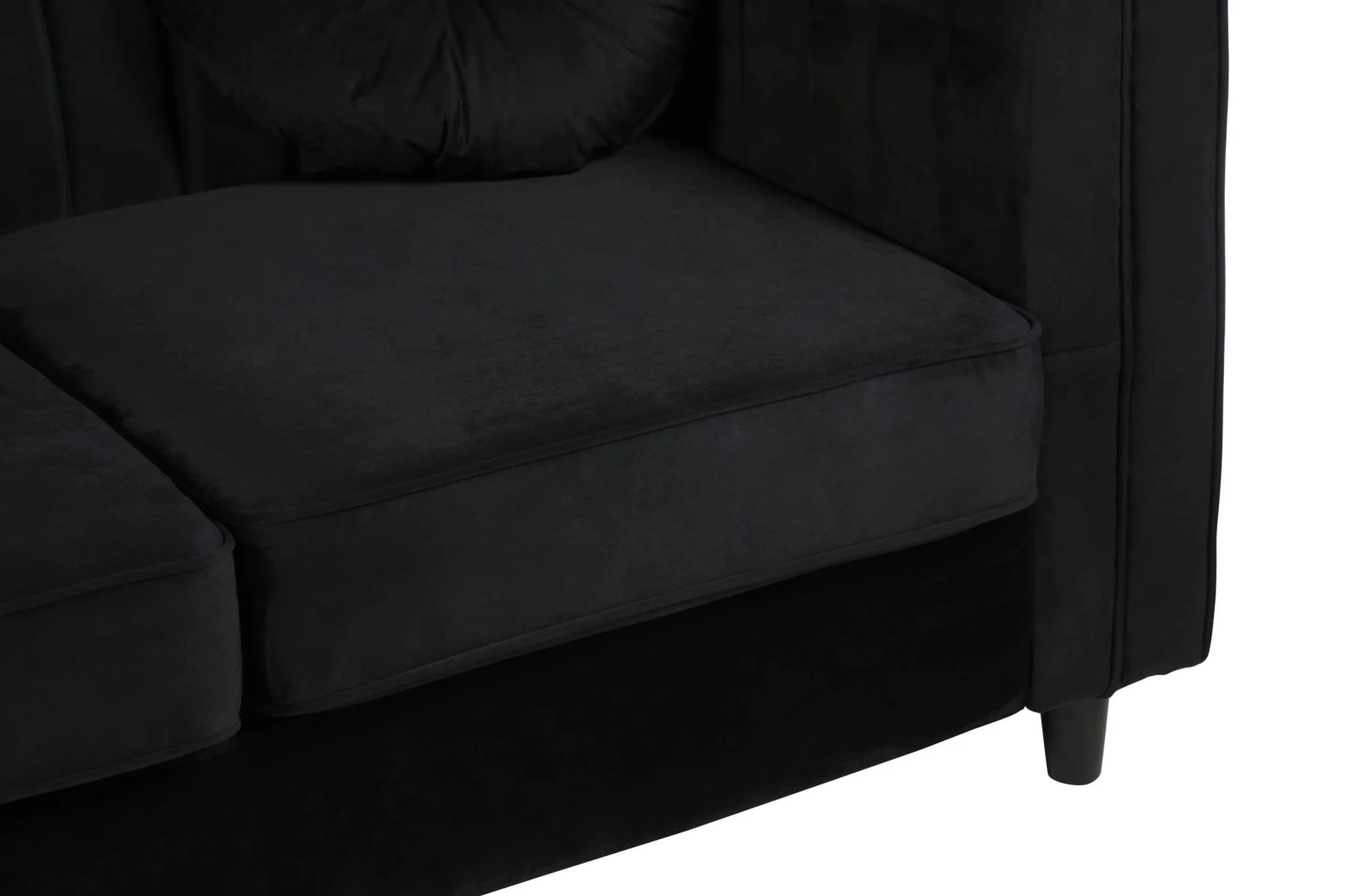 Farah Two Seat Black Velvet Sofa - Seating, photo 5 of 7