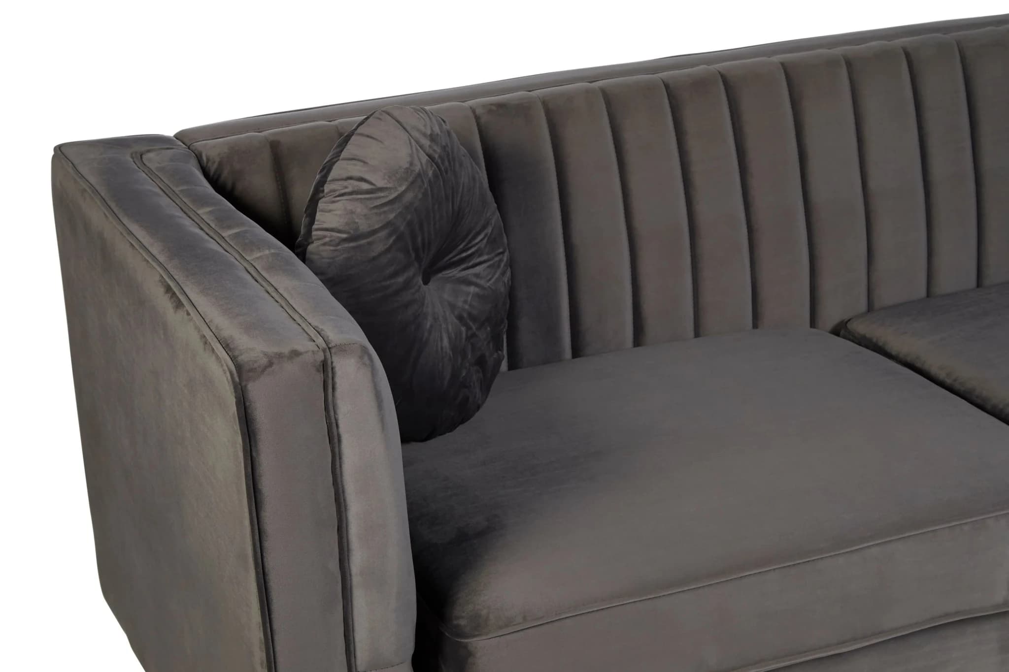 Farah Three Seat Grey Velvet Sofa - Seating, photo 7 of 7