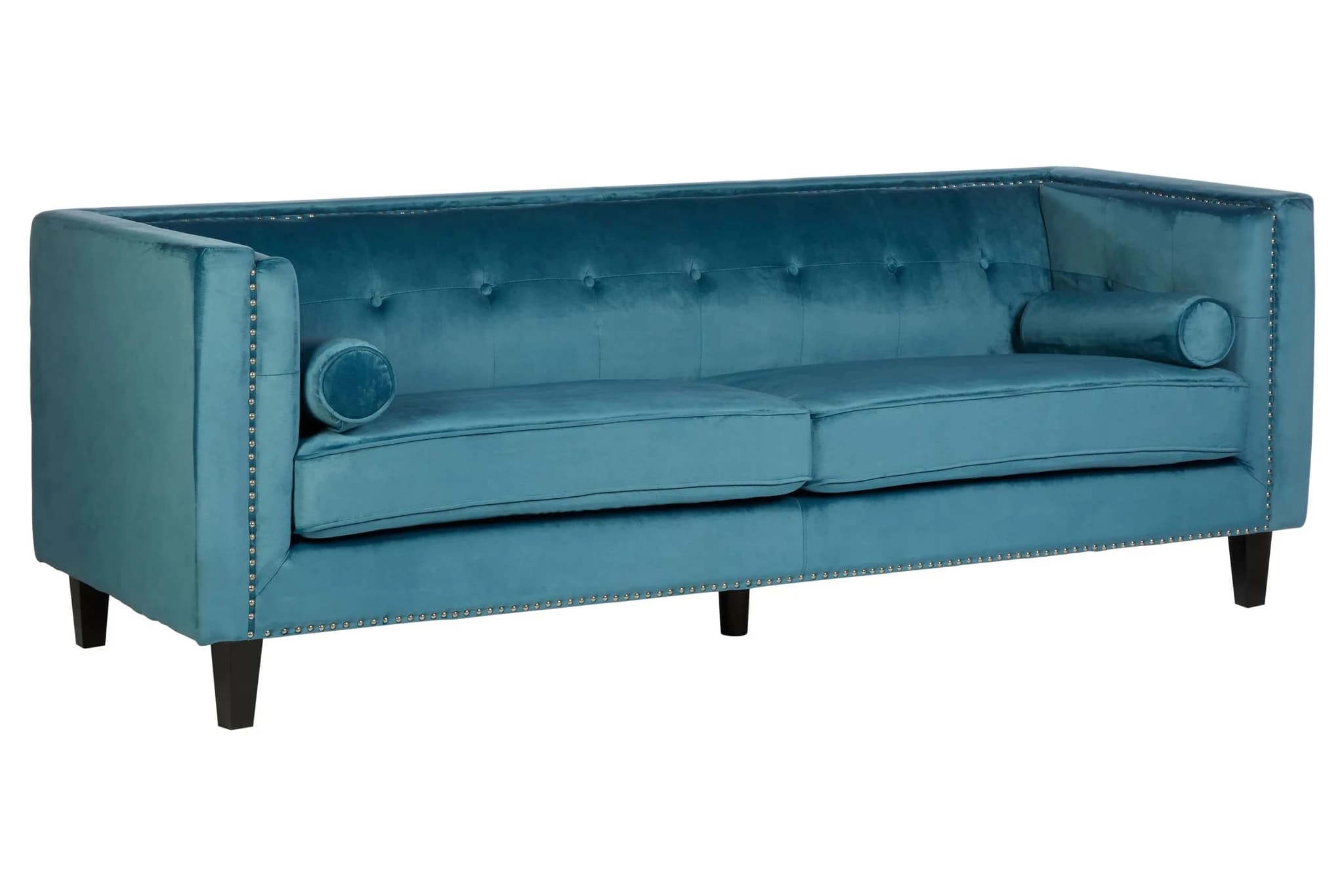 Felisa 3 Seat Teal Blue Velvet Sofa - Seating, photo 4 of 7