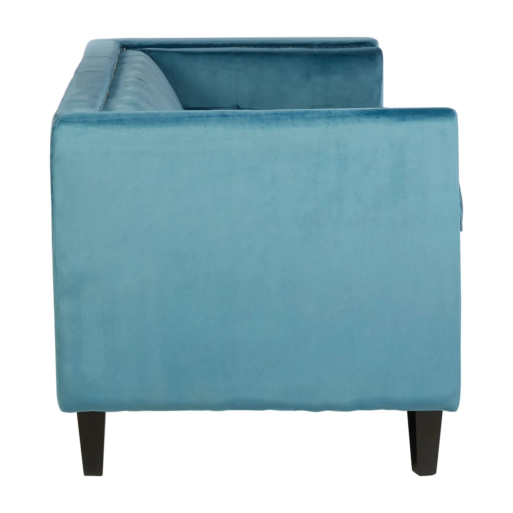 Felisa 3 Seat Teal Blue Velvet Sofa - Seating, photo 3 of 7