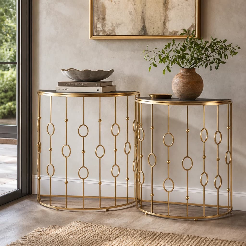 Faiza Set of 2 Art Deco Console Tables - Tables, photo 1 of 5