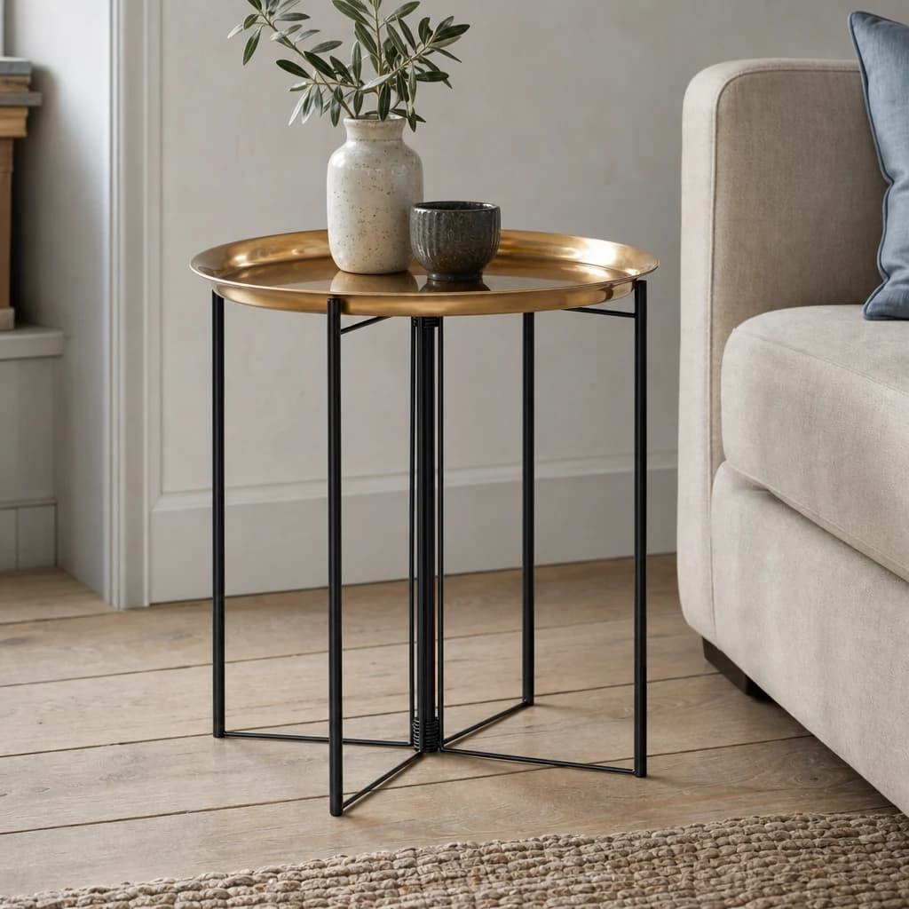 Hege Large Brass And Black Finish Side Table - Tables, photo 1 of 4