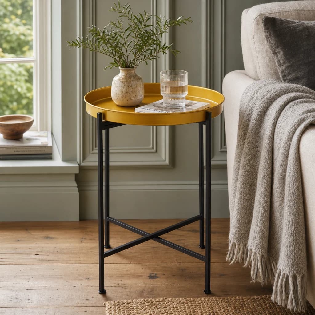 Hege Small Brass And Black Finish Side Table - Tables, photo 1 of 6